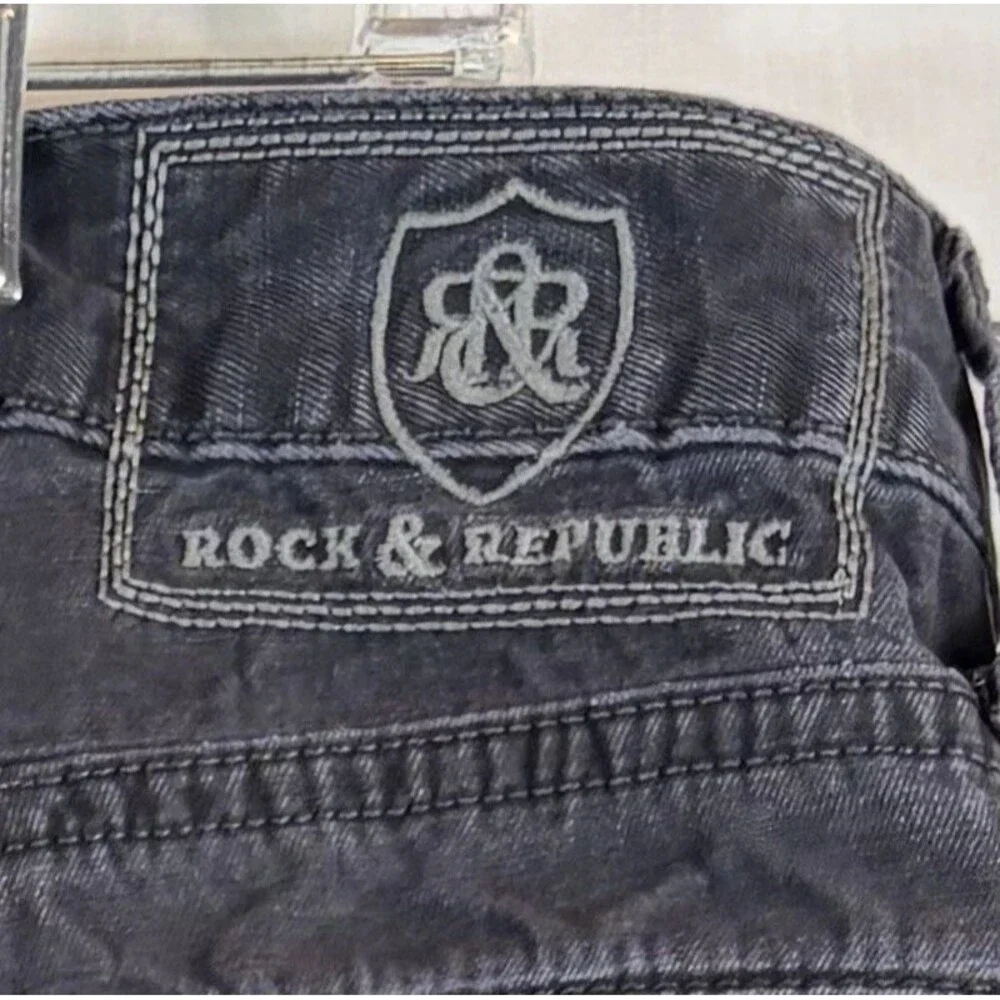 Rock & Republic Shorts Cargo Riveted Baggy Black Men’s Size 32 Summer Y2K Casual